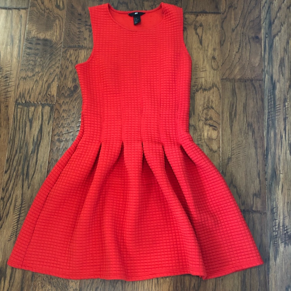 H&M fit and flare textured dress